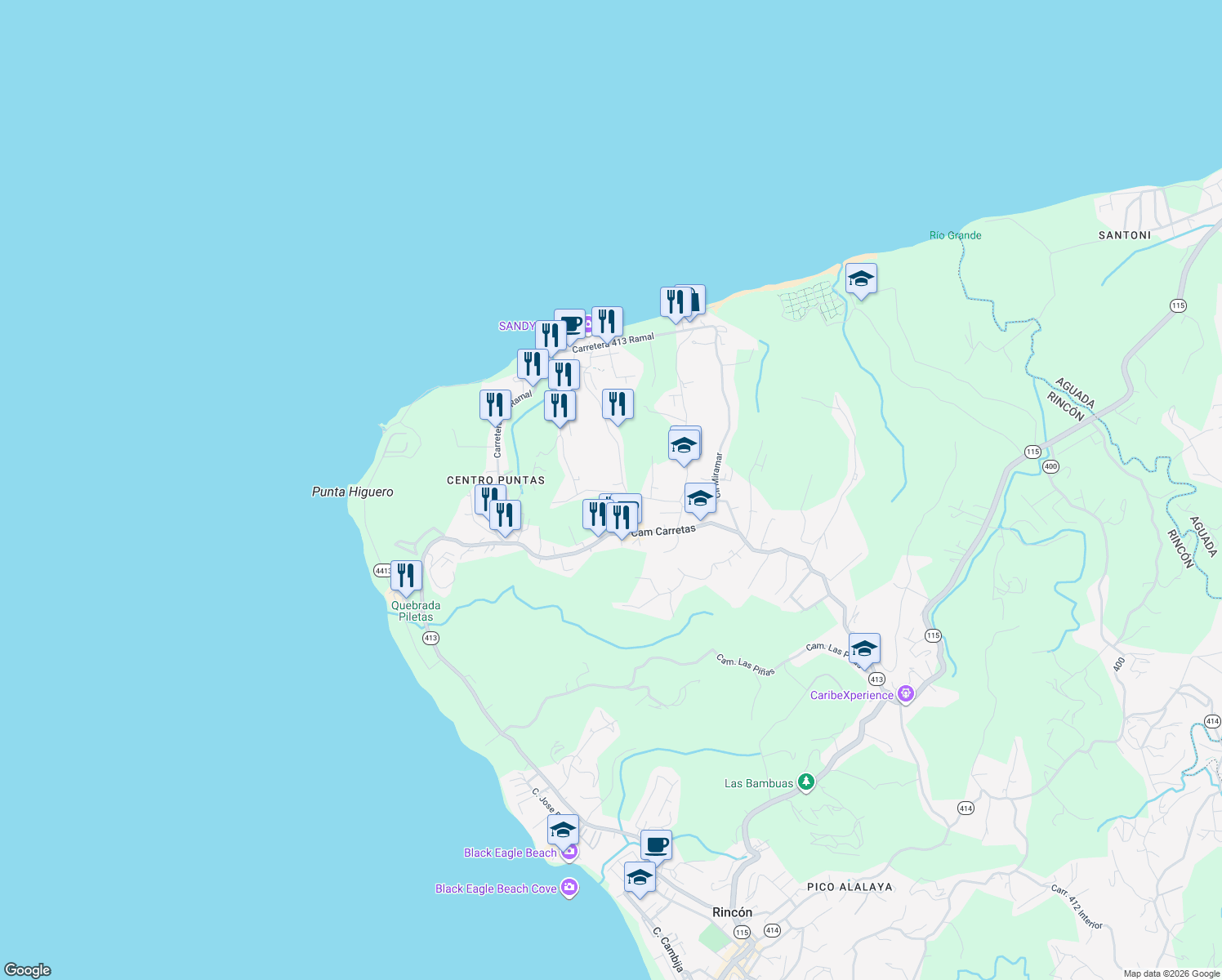 map of restaurants, bars, coffee shops, grocery stores, and more near in Aguada