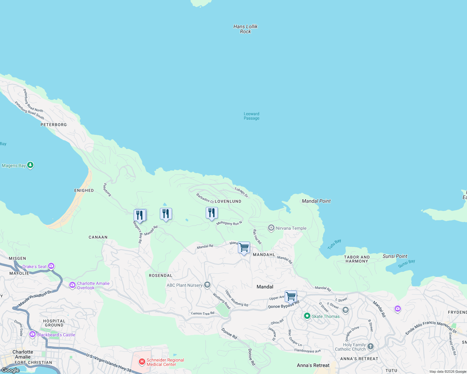 map of restaurants, bars, coffee shops, grocery stores, and more near Tobago Drive in Northside