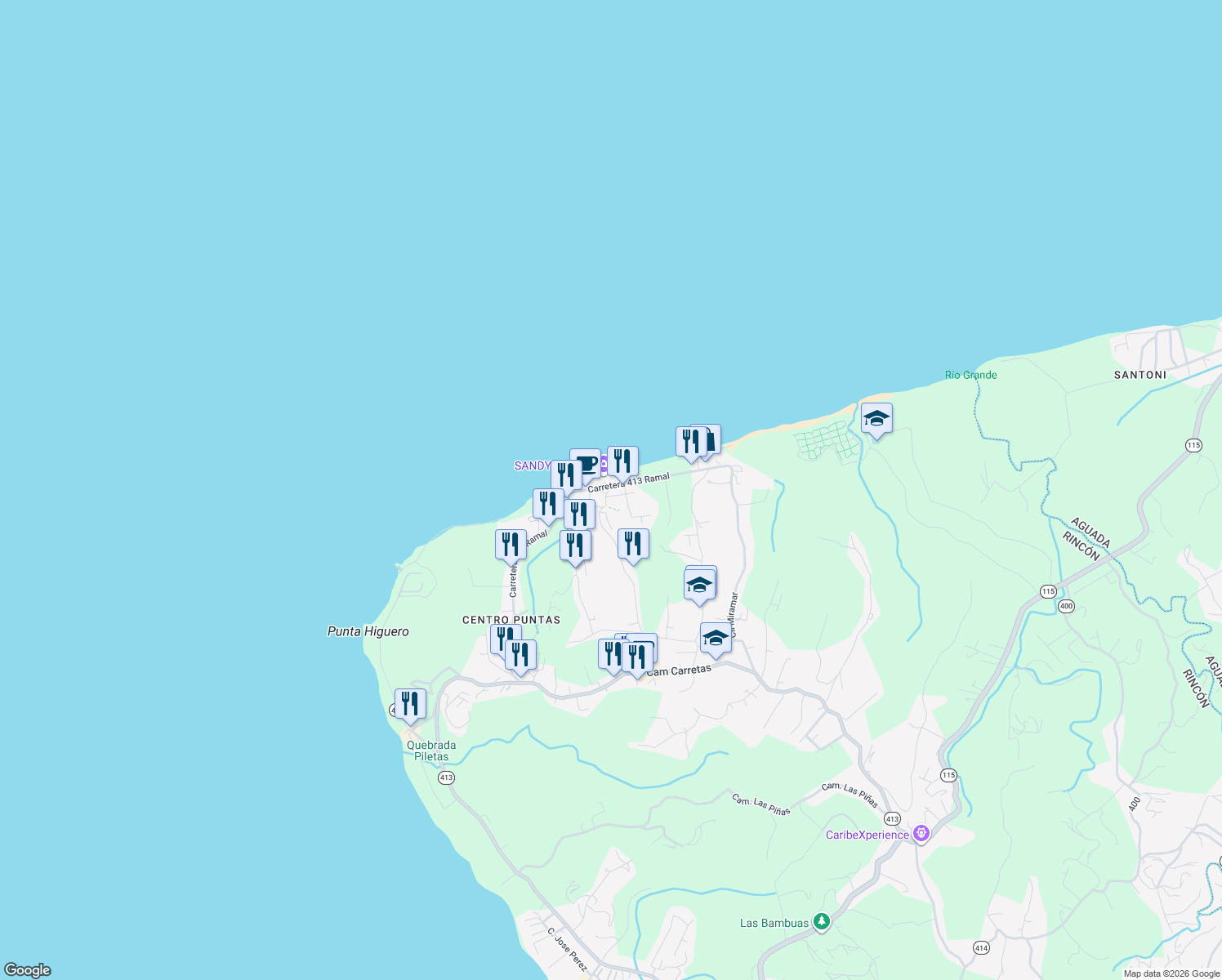 map of restaurants, bars, coffee shops, grocery stores, and more near Km4 Hm 7 Carretera 413 Ramal in Rincon