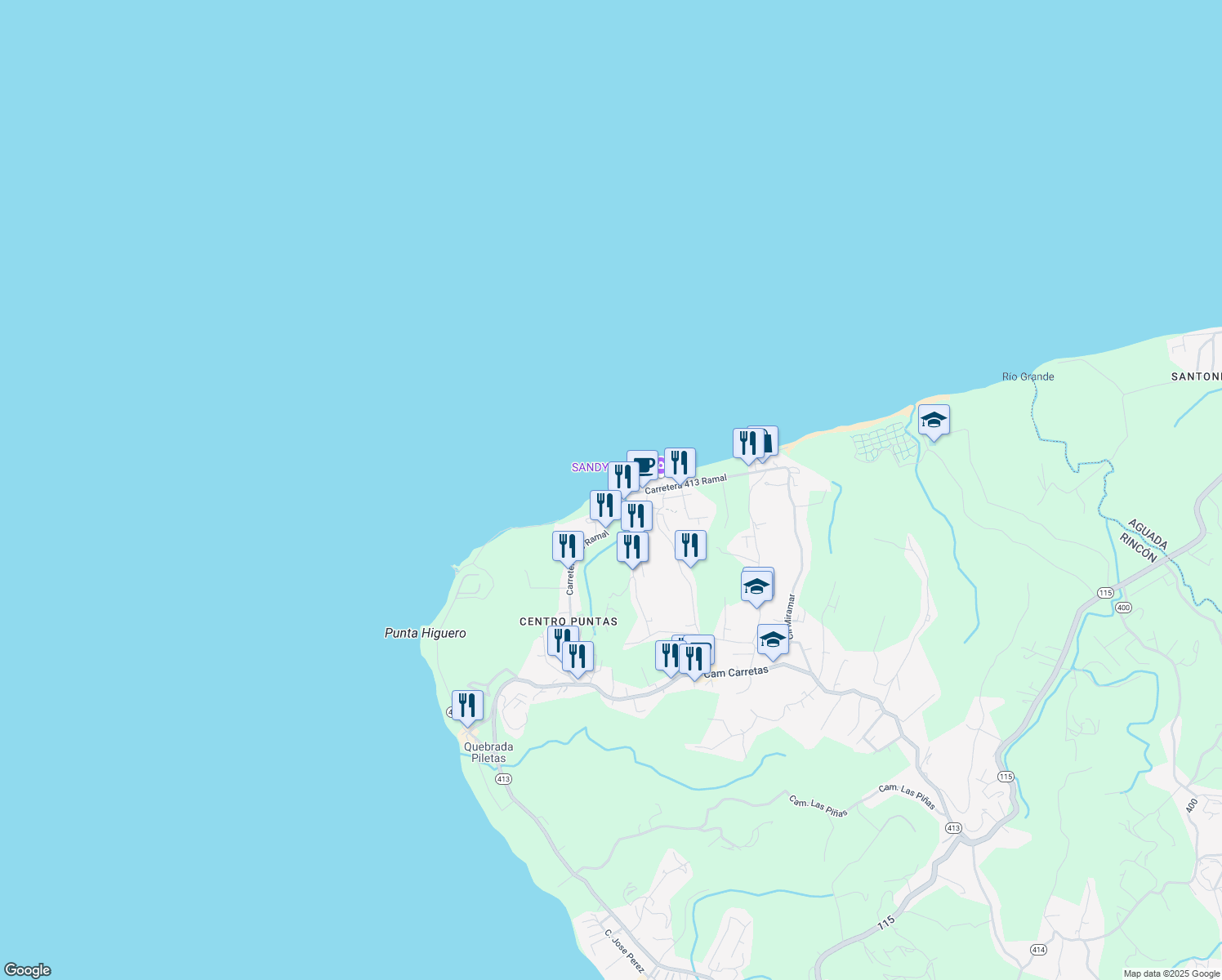 map of restaurants, bars, coffee shops, grocery stores, and more near Carretera 413 Ramal in Aguada