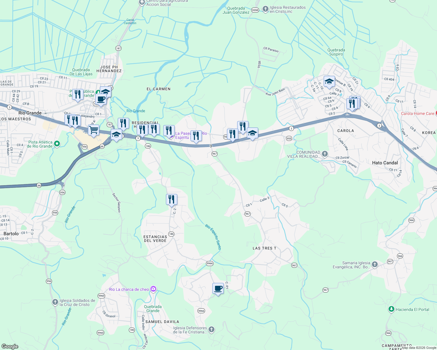 map of restaurants, bars, coffee shops, grocery stores, and more near in Jiménez