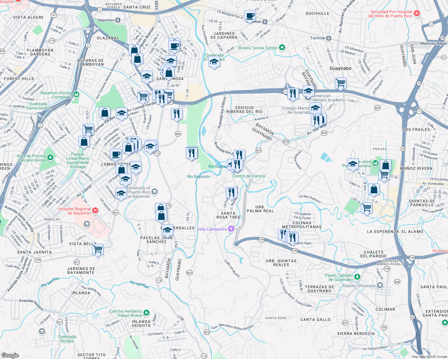 map of restaurants, bars, coffee shops, grocery stores, and more near in 