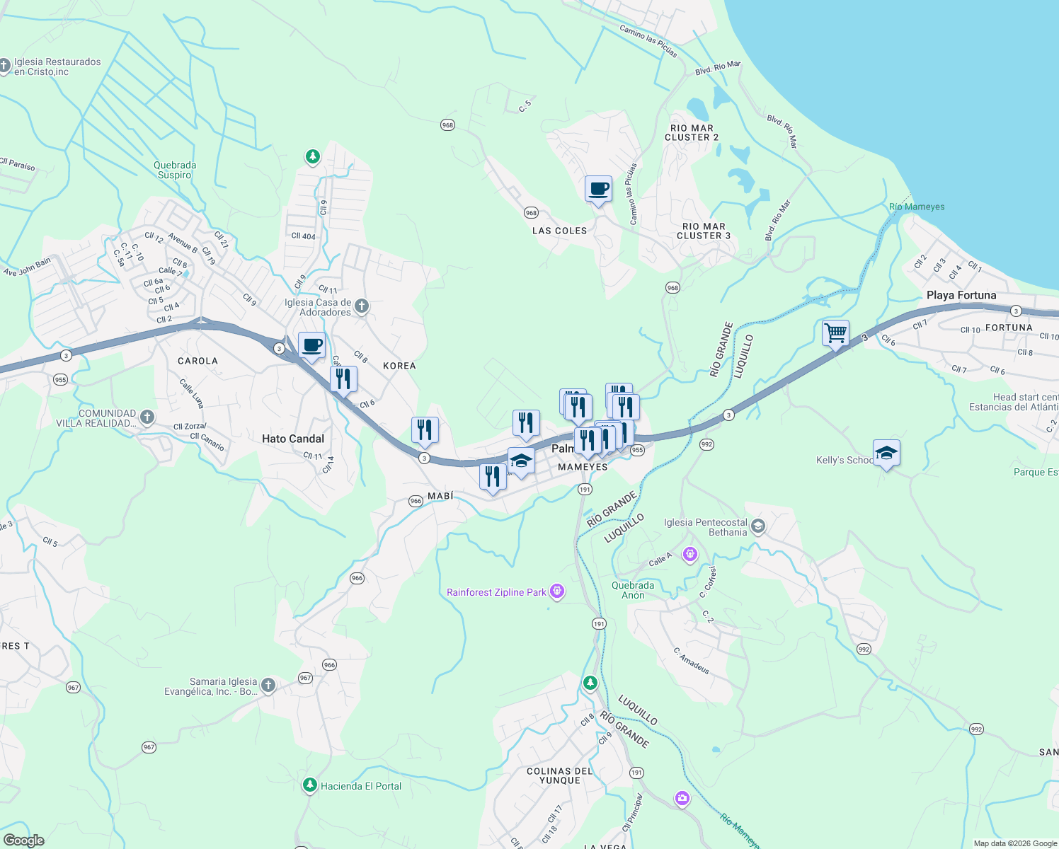 map of restaurants, bars, coffee shops, grocery stores, and more near in 