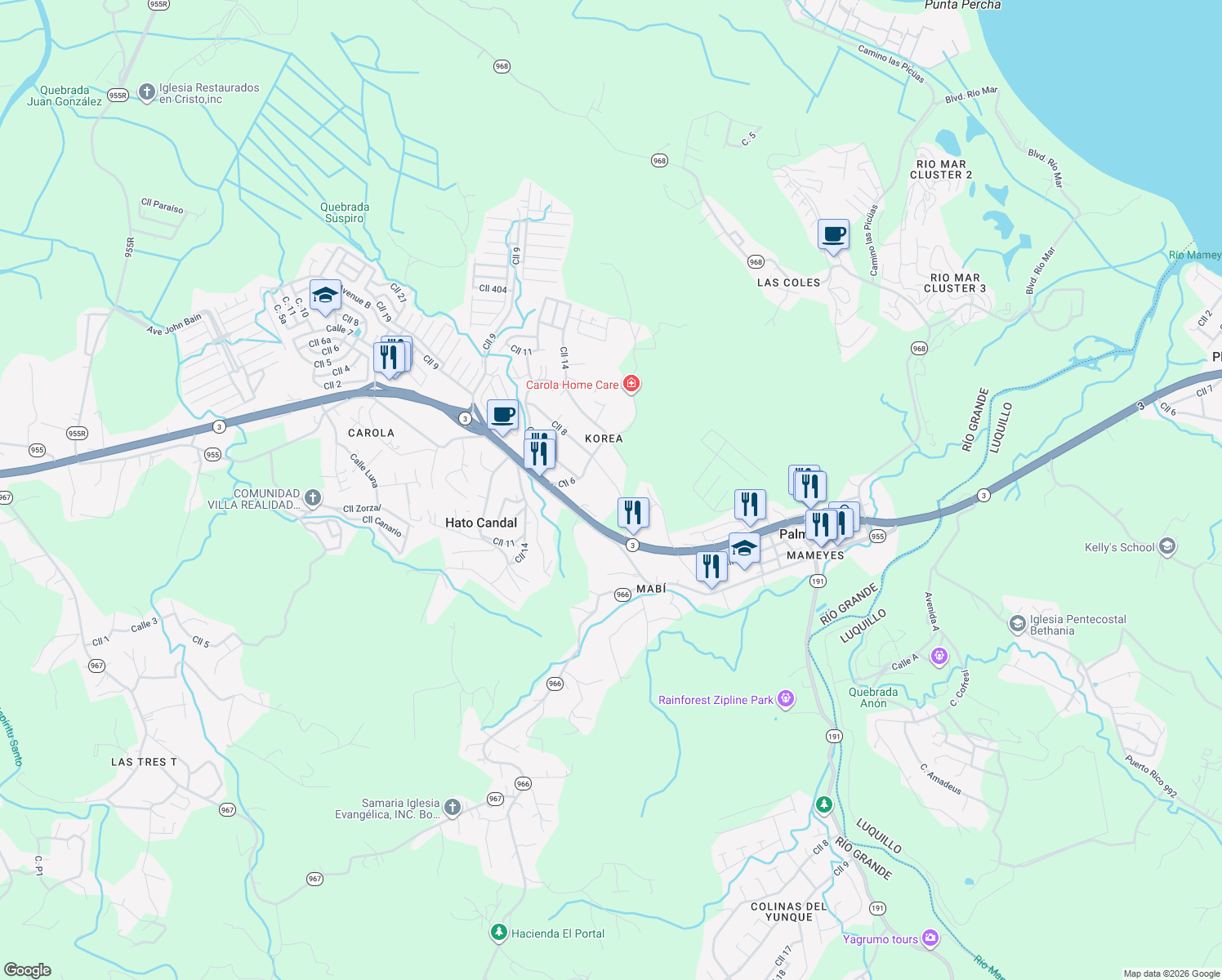 map of restaurants, bars, coffee shops, grocery stores, and more near in Palmer