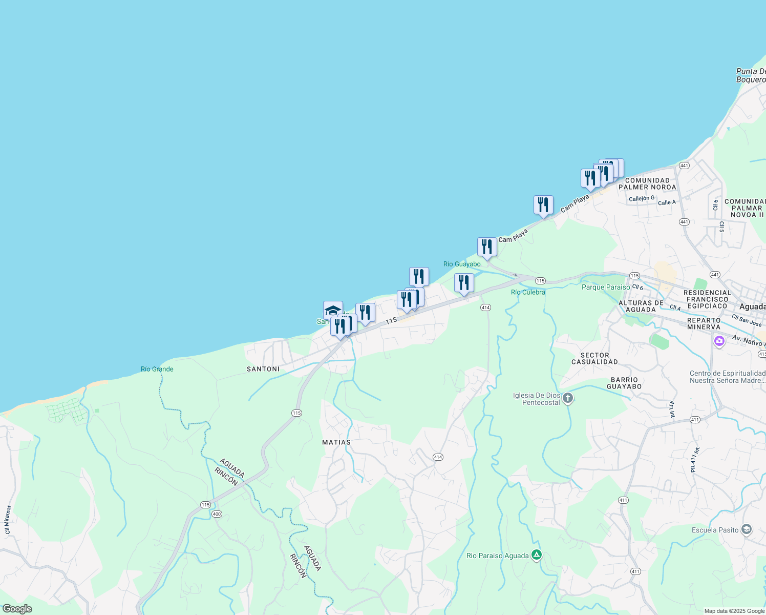 map of restaurants, bars, coffee shops, grocery stores, and more near in Aguada