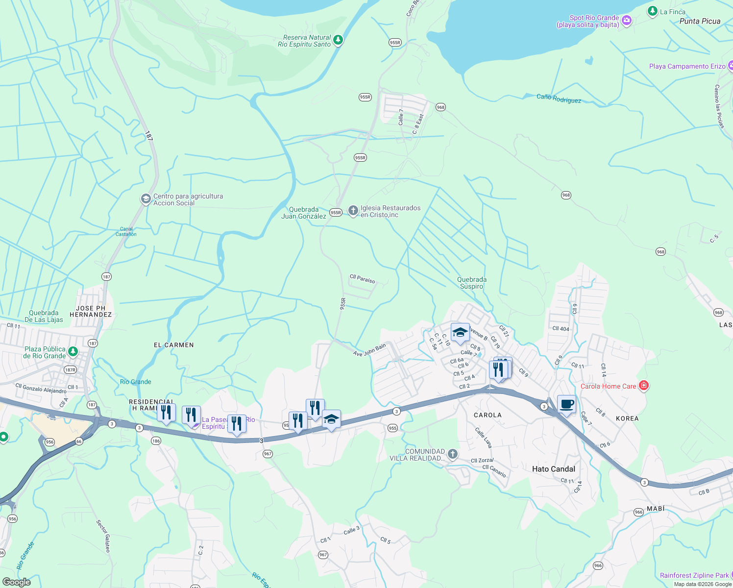 map of restaurants, bars, coffee shops, grocery stores, and more near in Jiménez