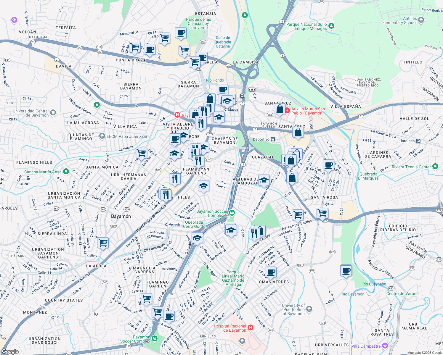 map of restaurants, bars, coffee shops, grocery stores, and more near in 