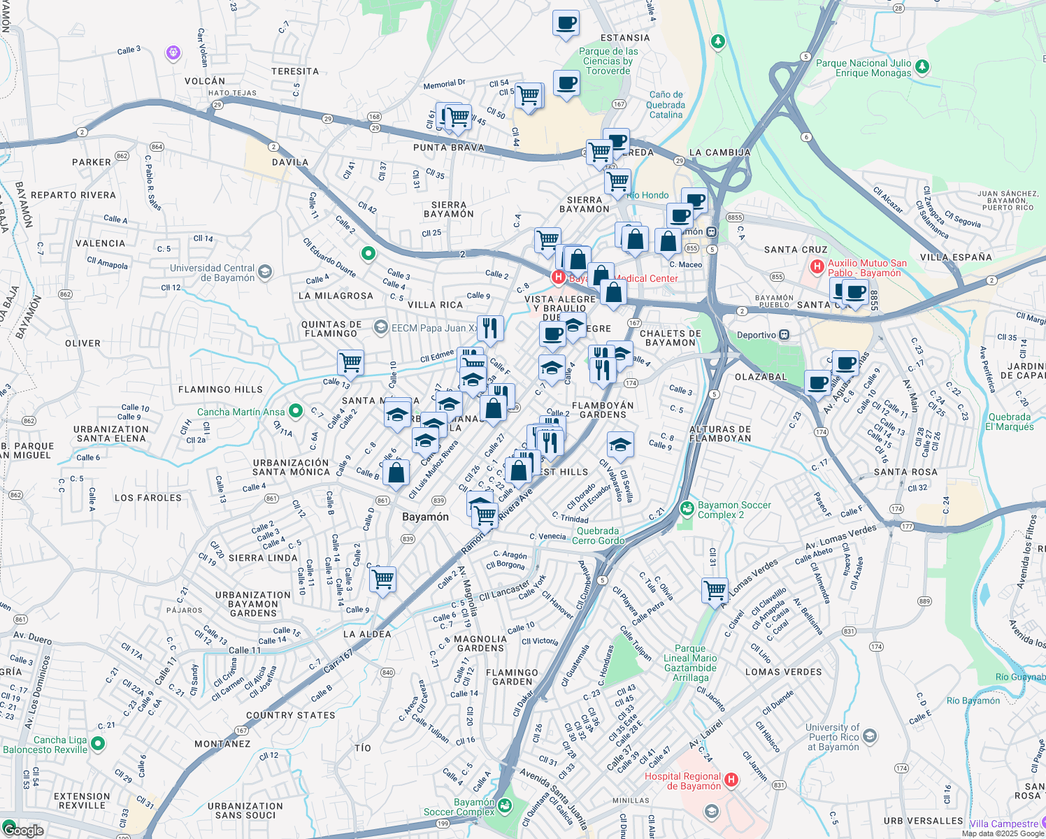map of restaurants, bars, coffee shops, grocery stores, and more near in 