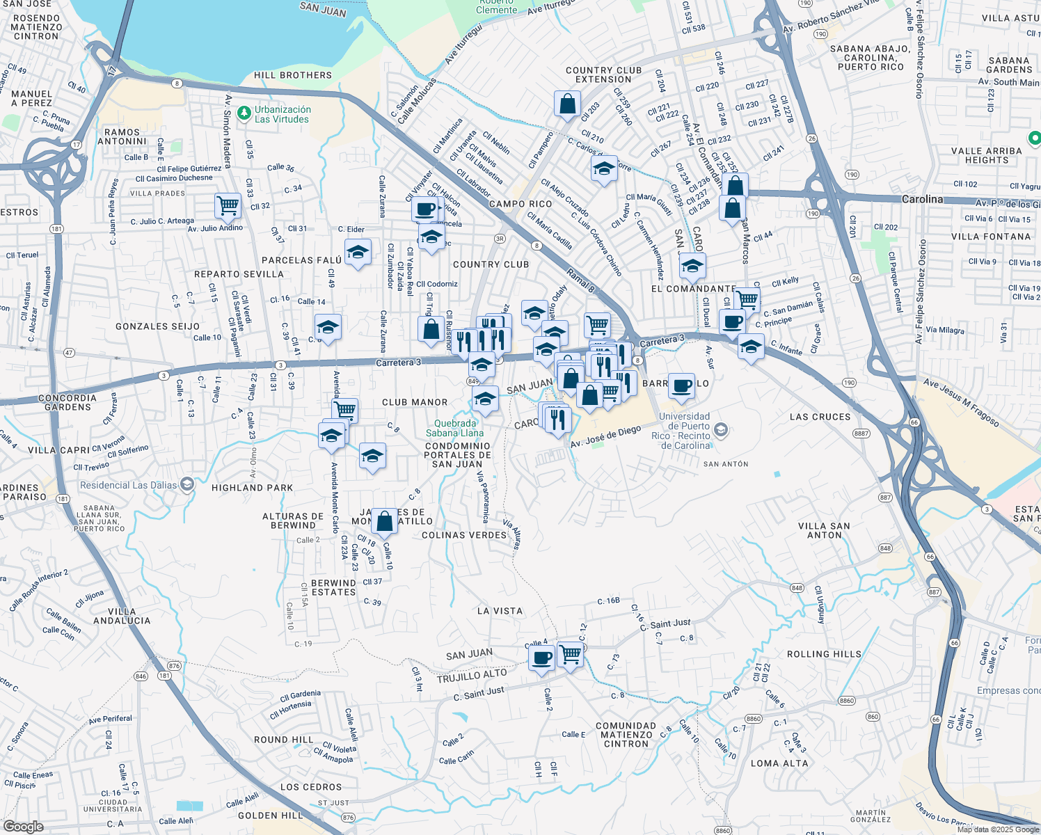 map of restaurants, bars, coffee shops, grocery stores, and more near in 