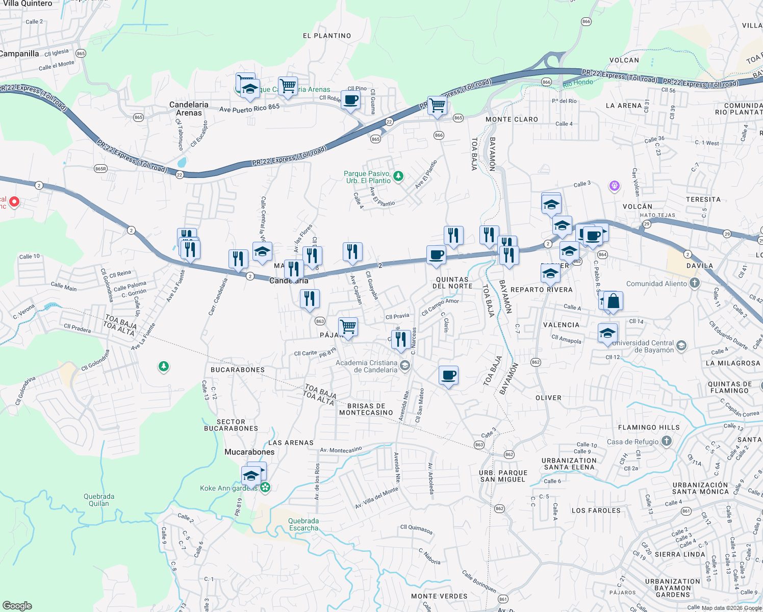 map of restaurants, bars, coffee shops, grocery stores, and more near in 