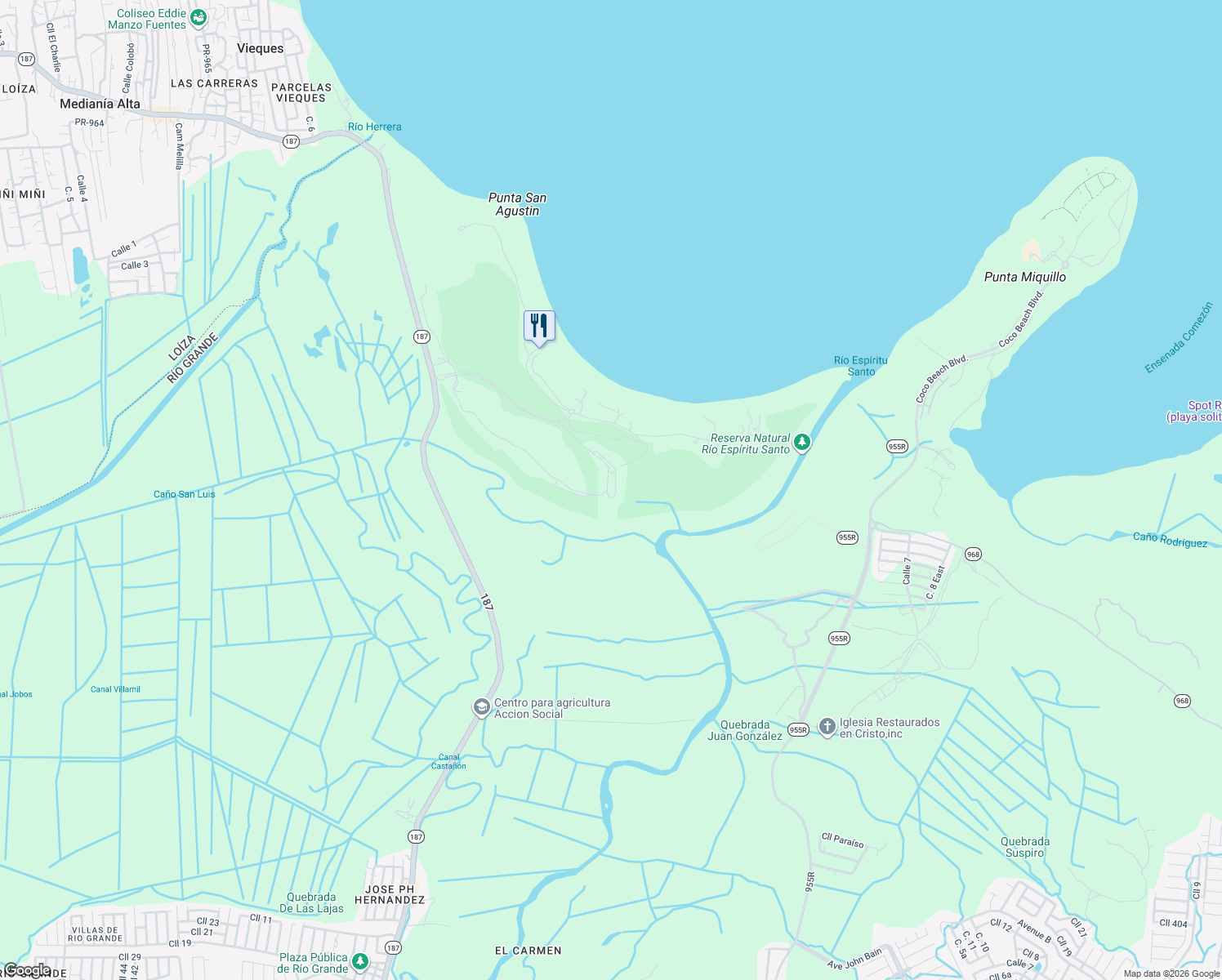 map of restaurants, bars, coffee shops, grocery stores, and more near in Herreras