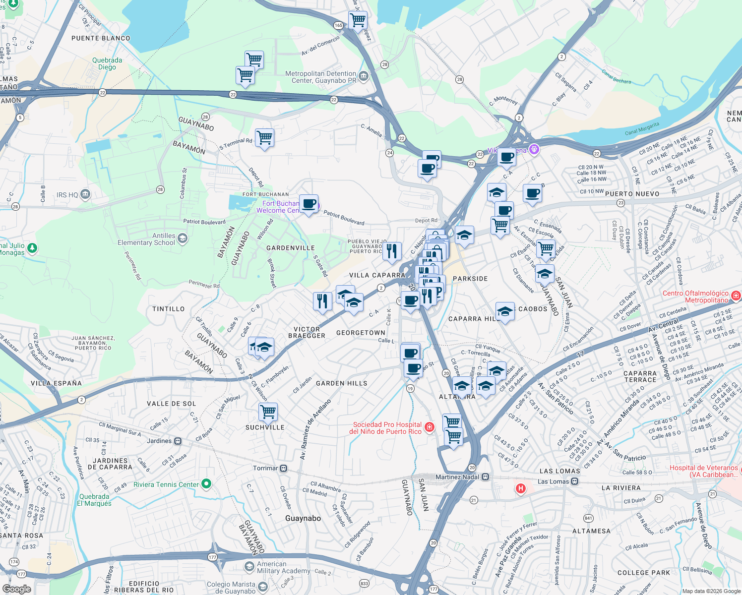 map of restaurants, bars, coffee shops, grocery stores, and more near in 