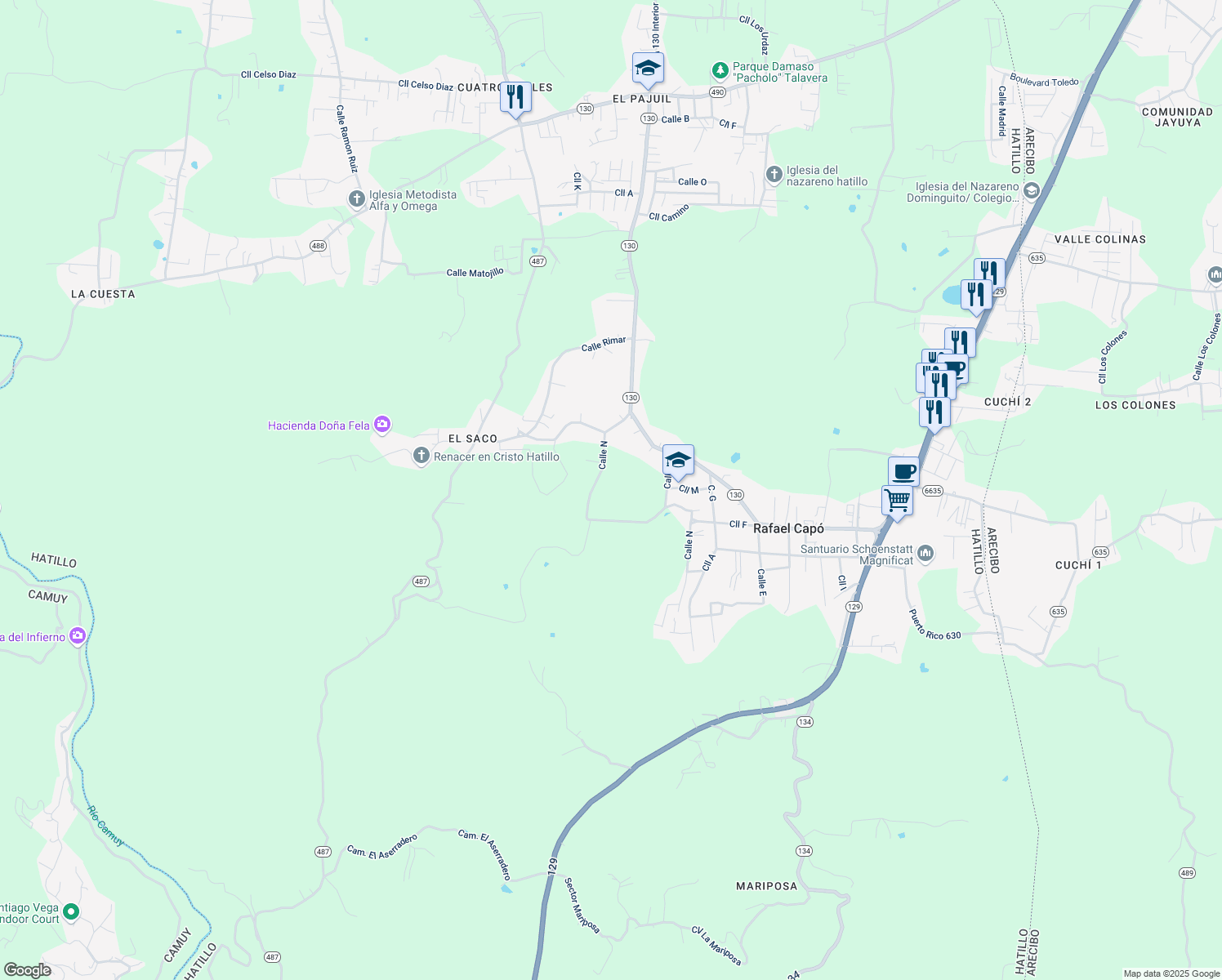 map of restaurants, bars, coffee shops, grocery stores, and more near in Campo Alegre
