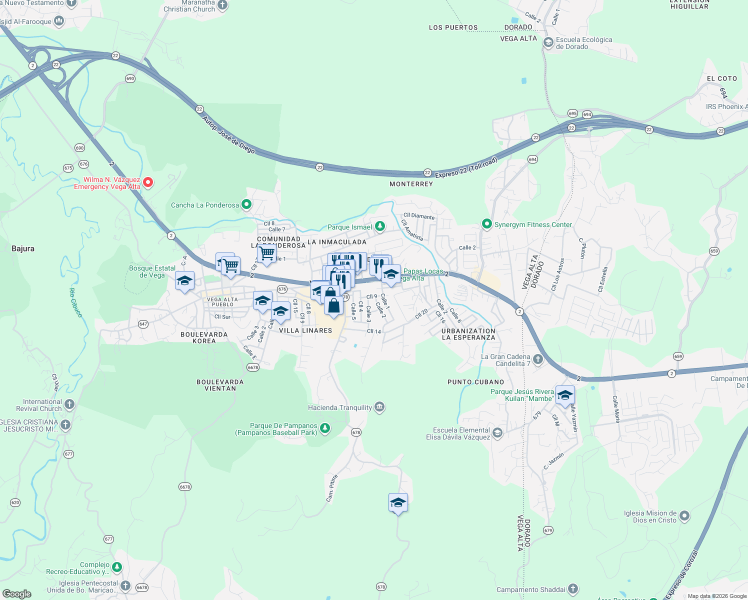 map of restaurants, bars, coffee shops, grocery stores, and more near in 