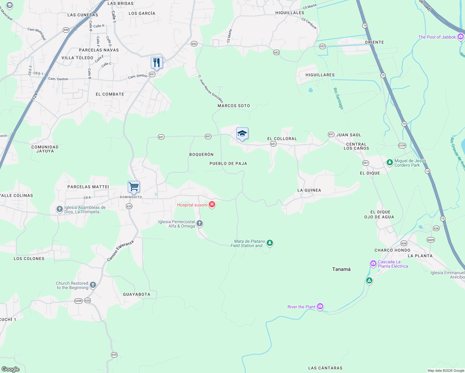 map of restaurants, bars, coffee shops, grocery stores, and more near in Arecibo