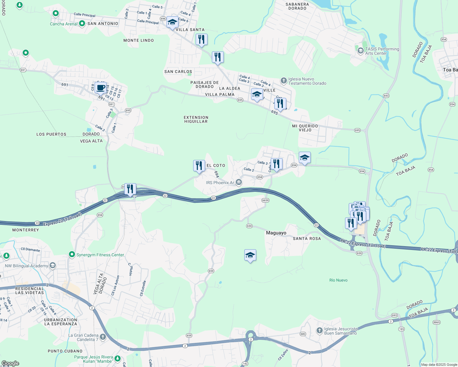 map of restaurants, bars, coffee shops, grocery stores, and more near in 