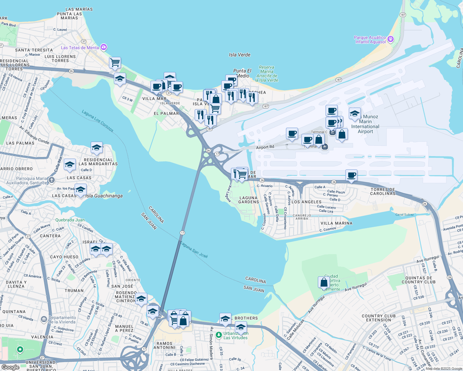 map of restaurants, bars, coffee shops, grocery stores, and more near in 