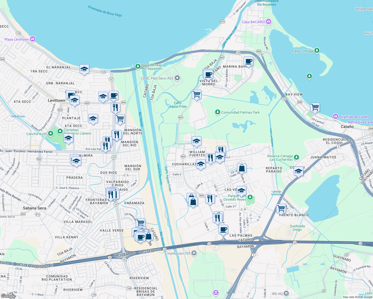 map of restaurants, bars, coffee shops, grocery stores, and more near in 