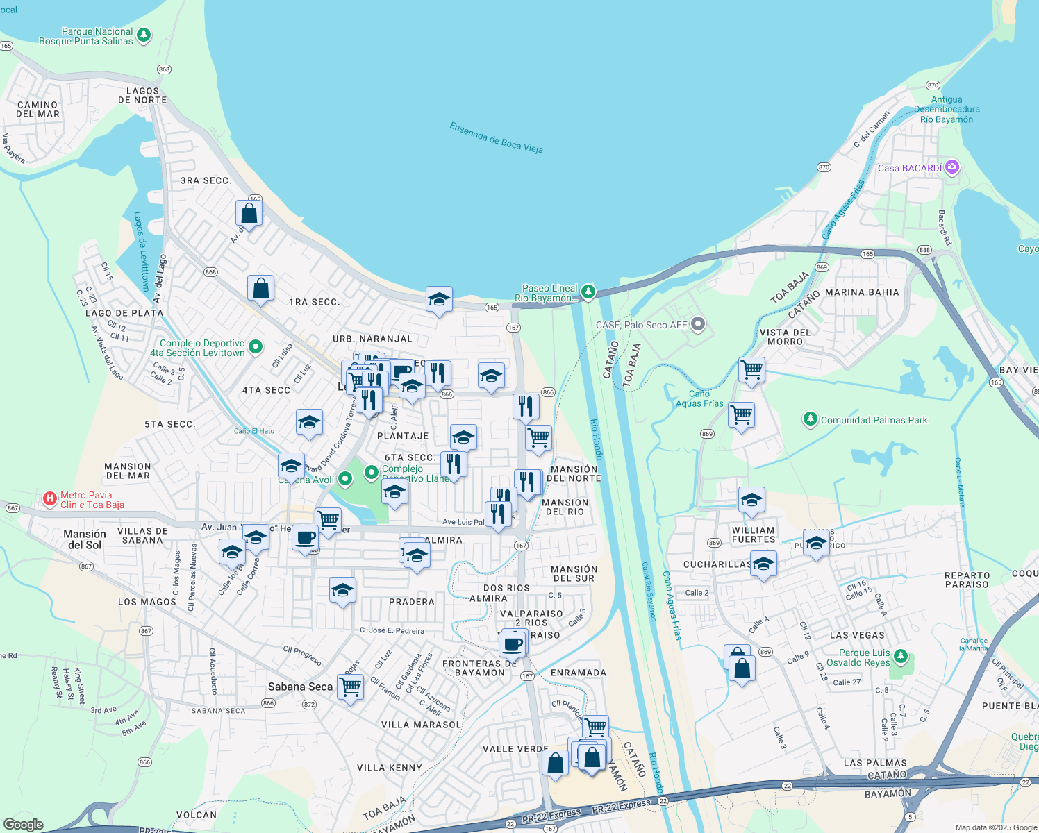 map of restaurants, bars, coffee shops, grocery stores, and more near in 