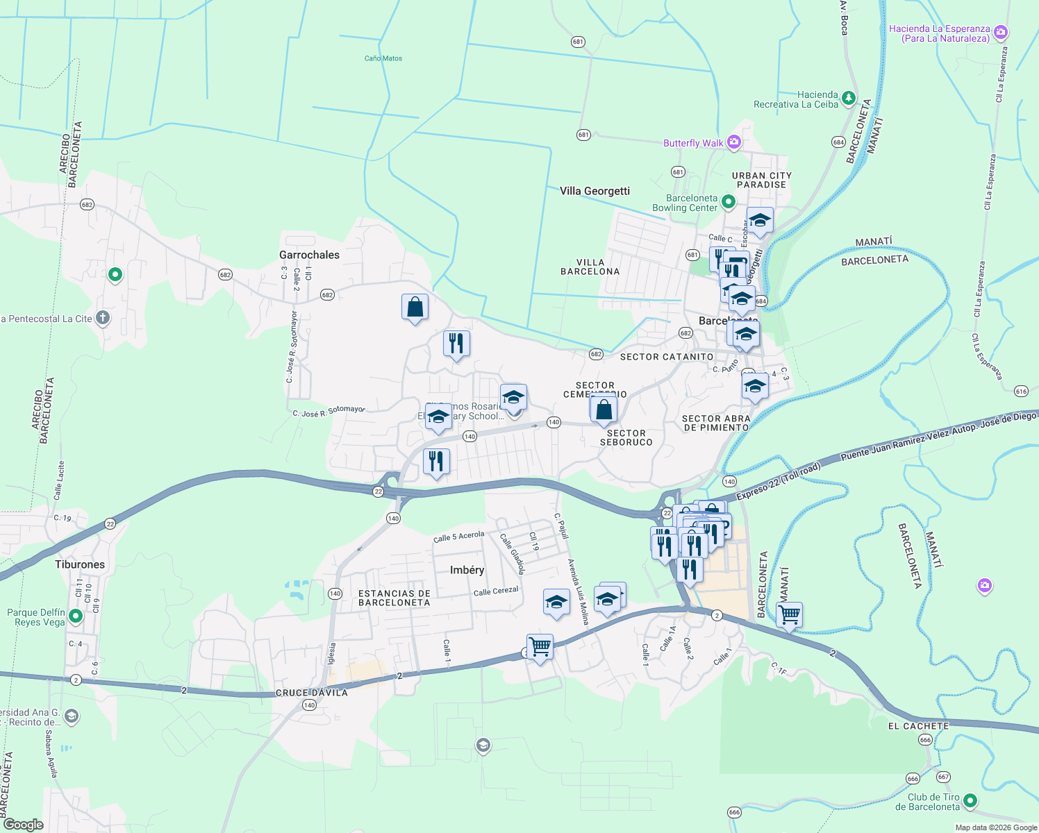 map of restaurants, bars, coffee shops, grocery stores, and more near in Barceloneta