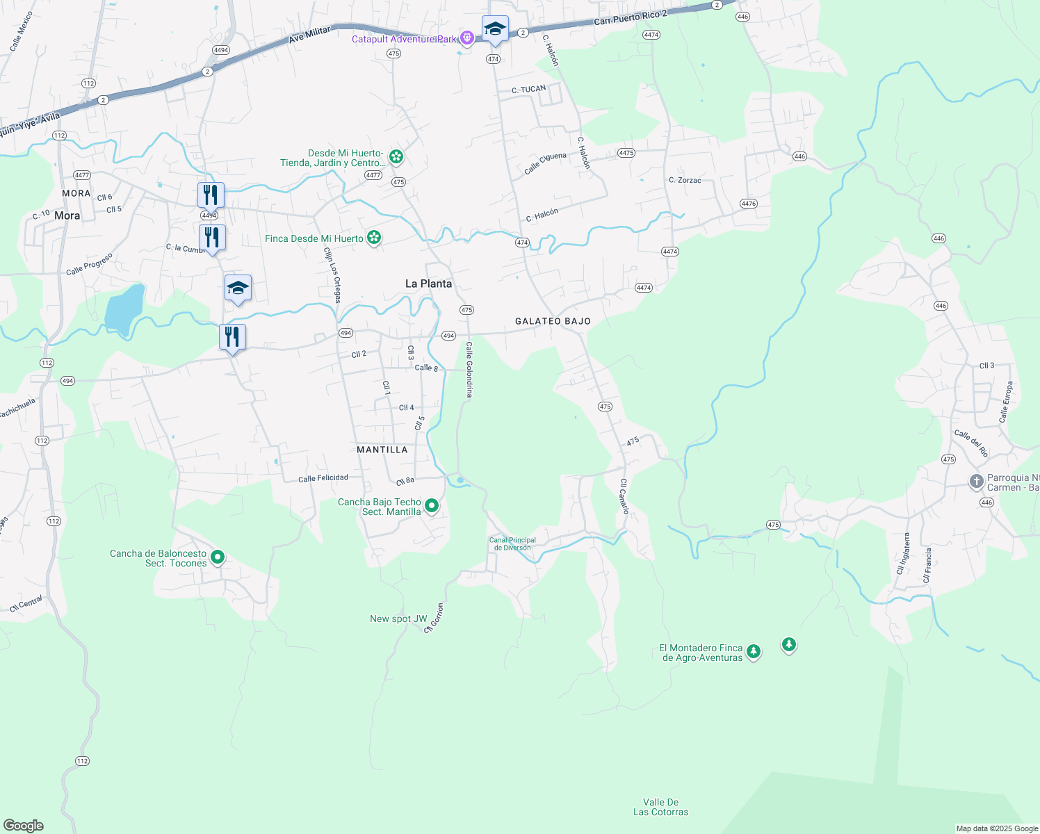 map of restaurants, bars, coffee shops, grocery stores, and more near Calle Los Nietos in Isabela