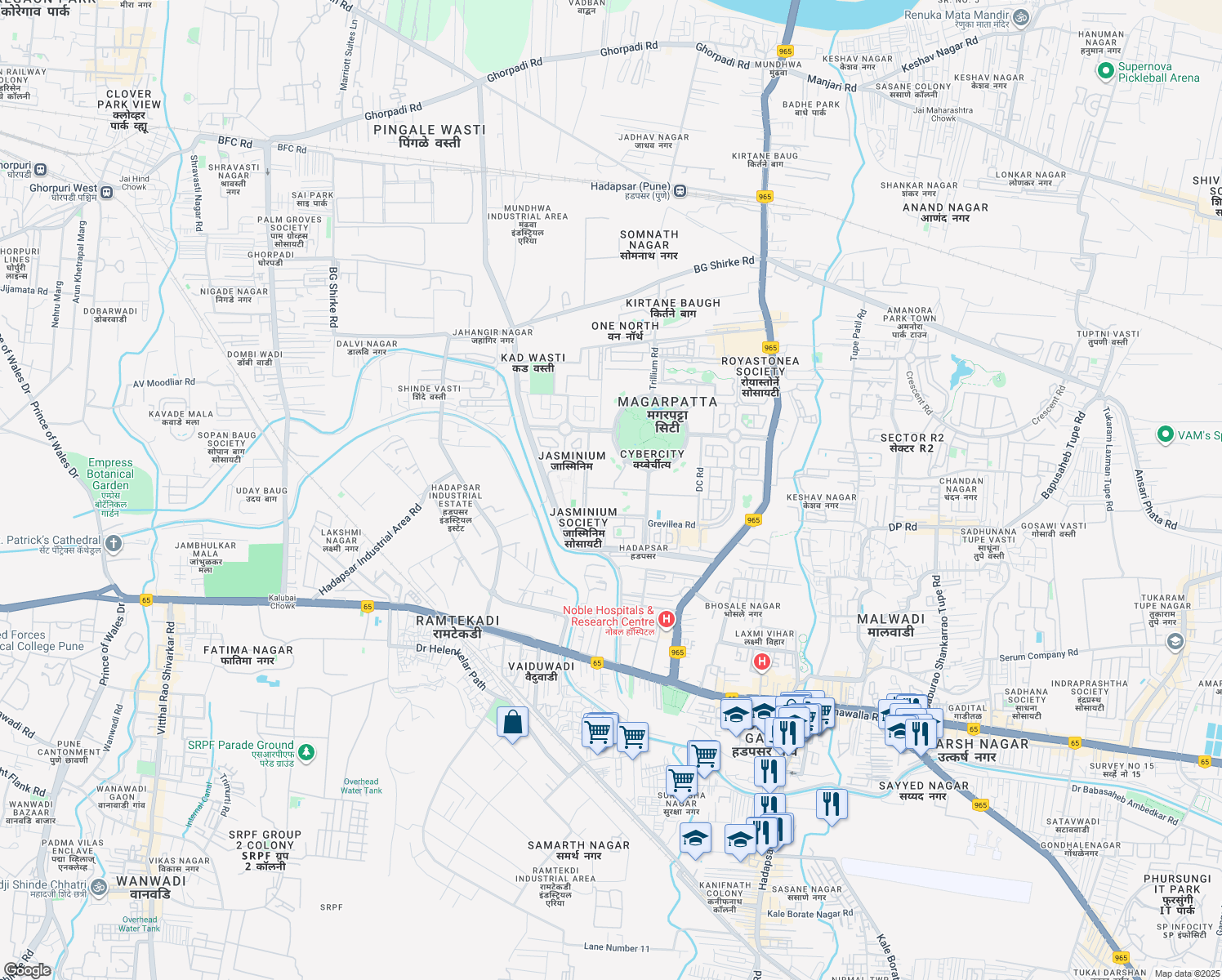 map of restaurants, bars, coffee shops, grocery stores, and more near in Pune