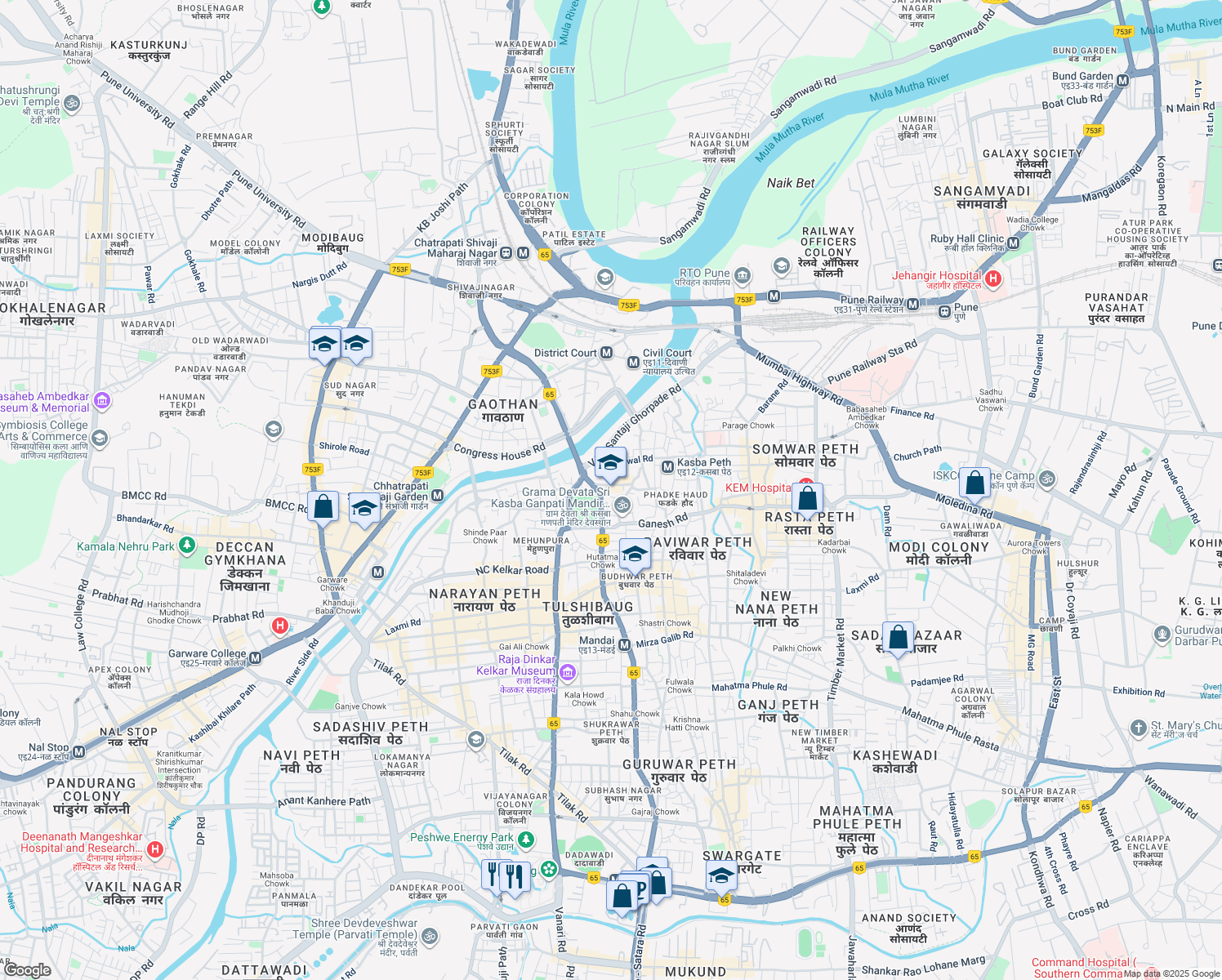 map of restaurants, bars, coffee shops, grocery stores, and more near in Pune