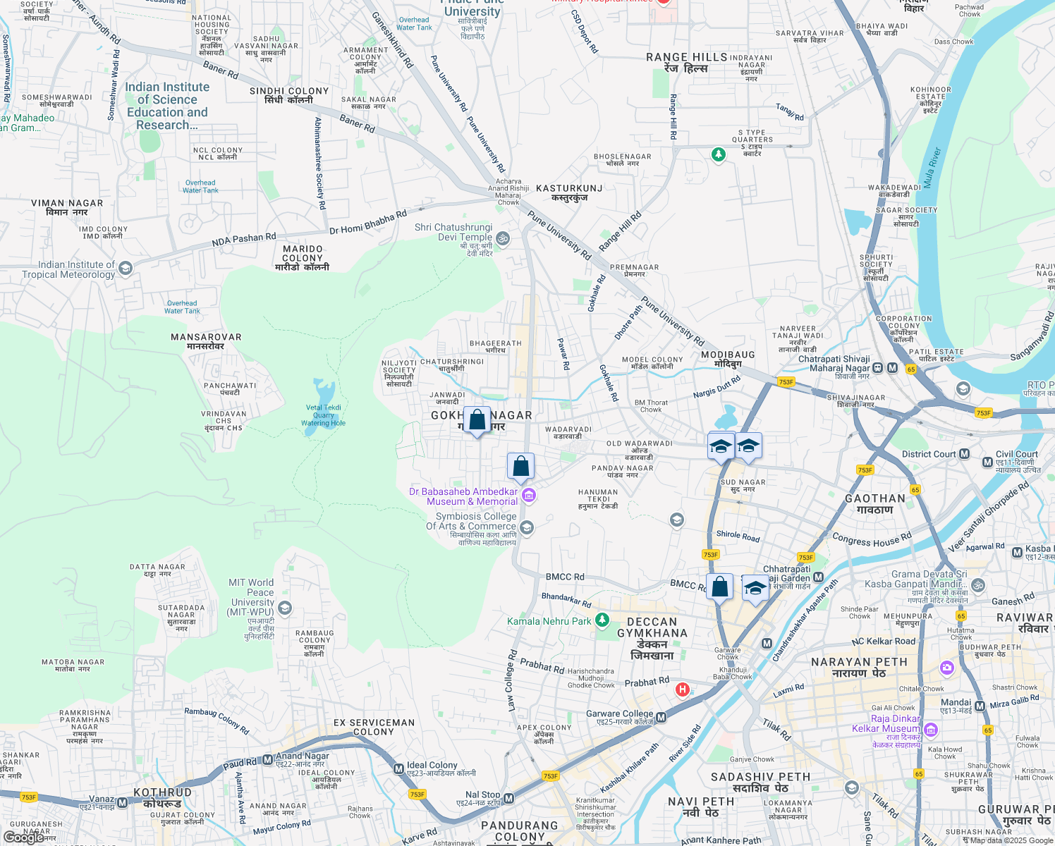 map of restaurants, bars, coffee shops, grocery stores, and more near in Pune