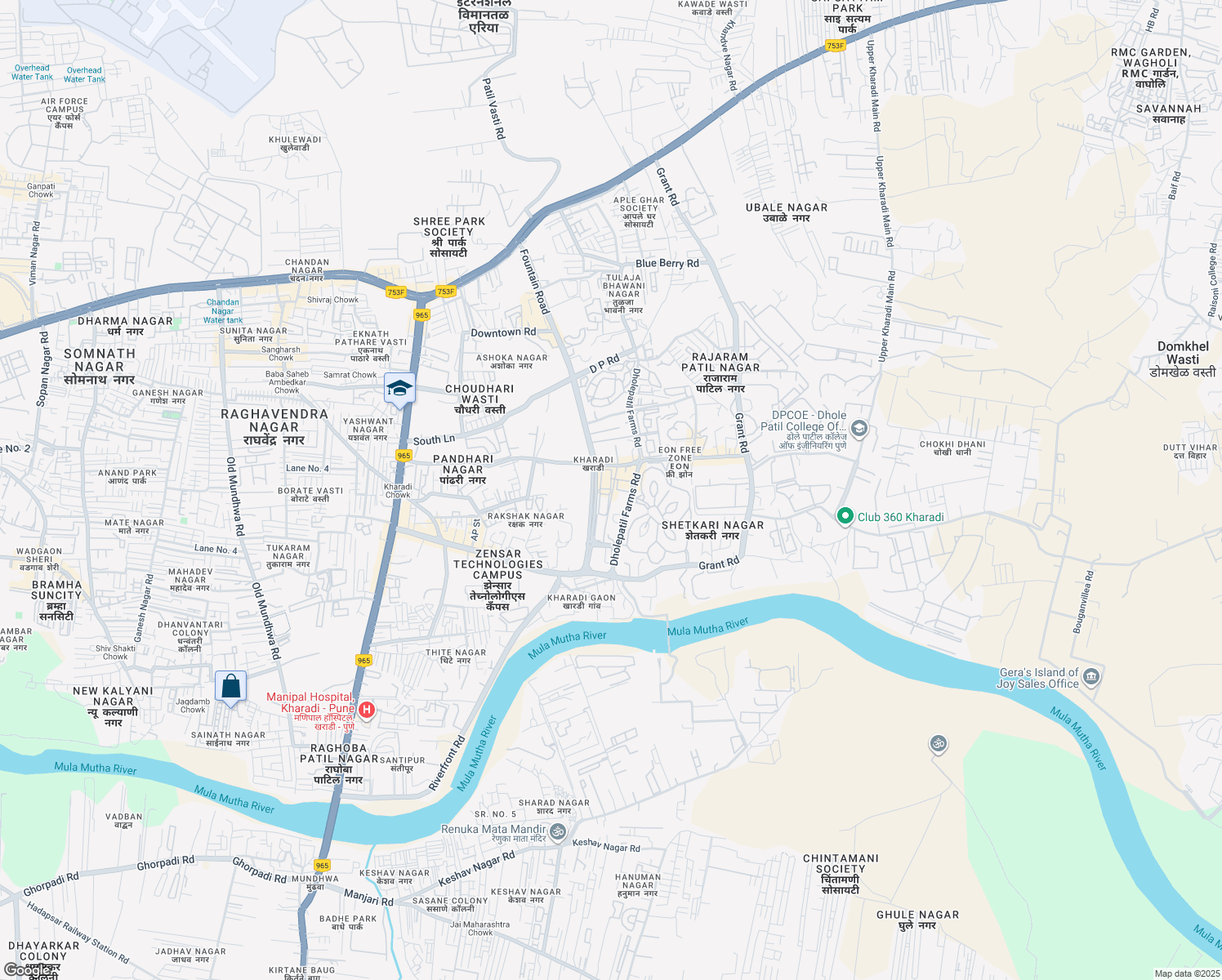 map of restaurants, bars, coffee shops, grocery stores, and more near in पुणे