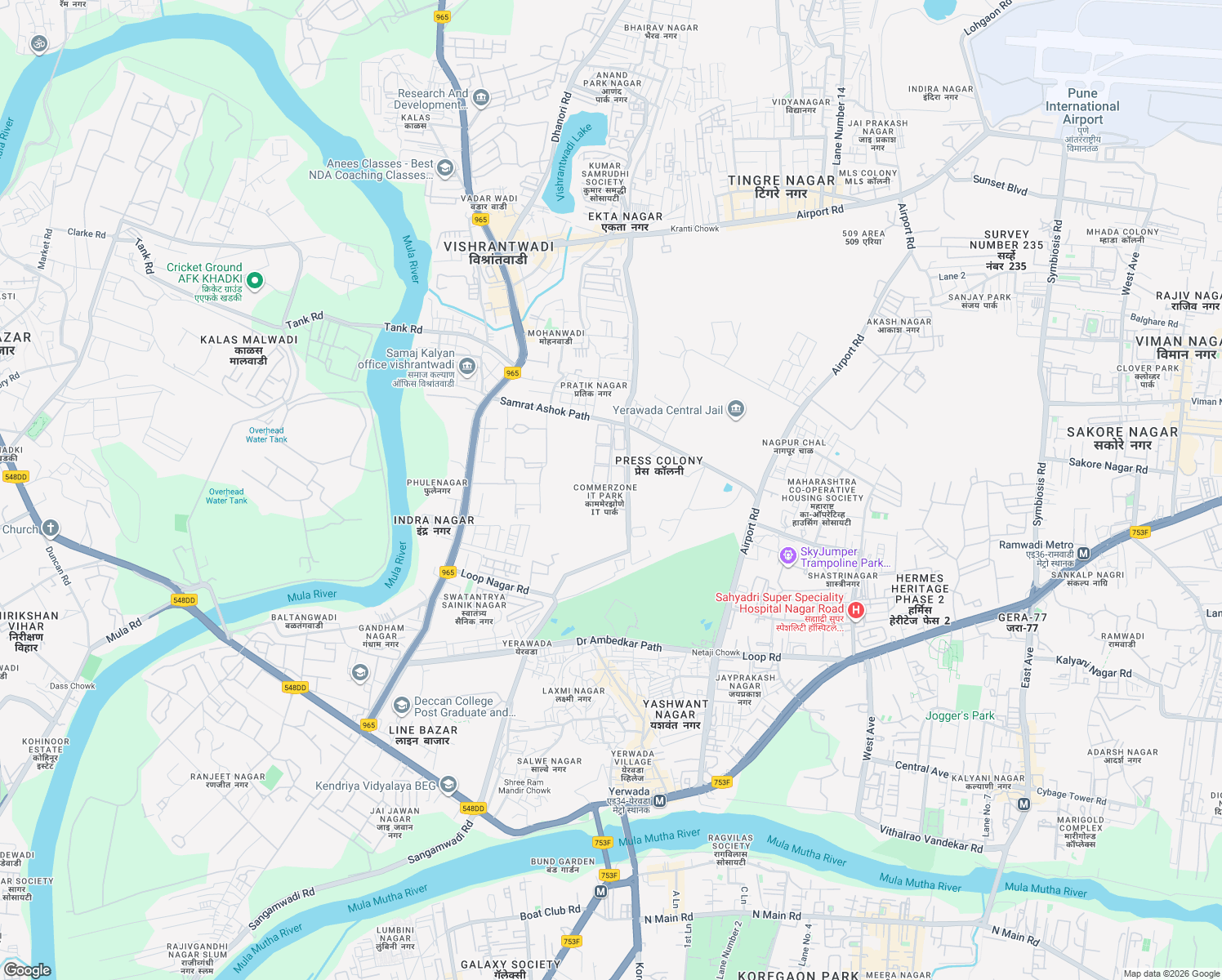 map of restaurants, bars, coffee shops, grocery stores, and more near 1 Commerzone IT Park Internal Road in Pune