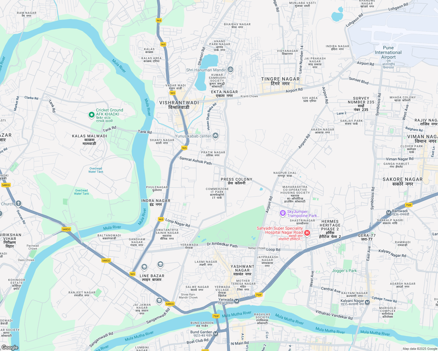 map of restaurants, bars, coffee shops, grocery stores, and more near 1 Commerzone IT Park Internal Road in Pune