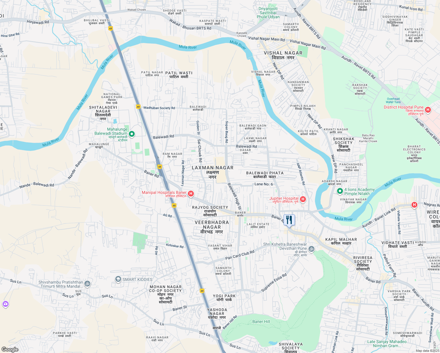 map of restaurants, bars, coffee shops, grocery stores, and more near in Pune