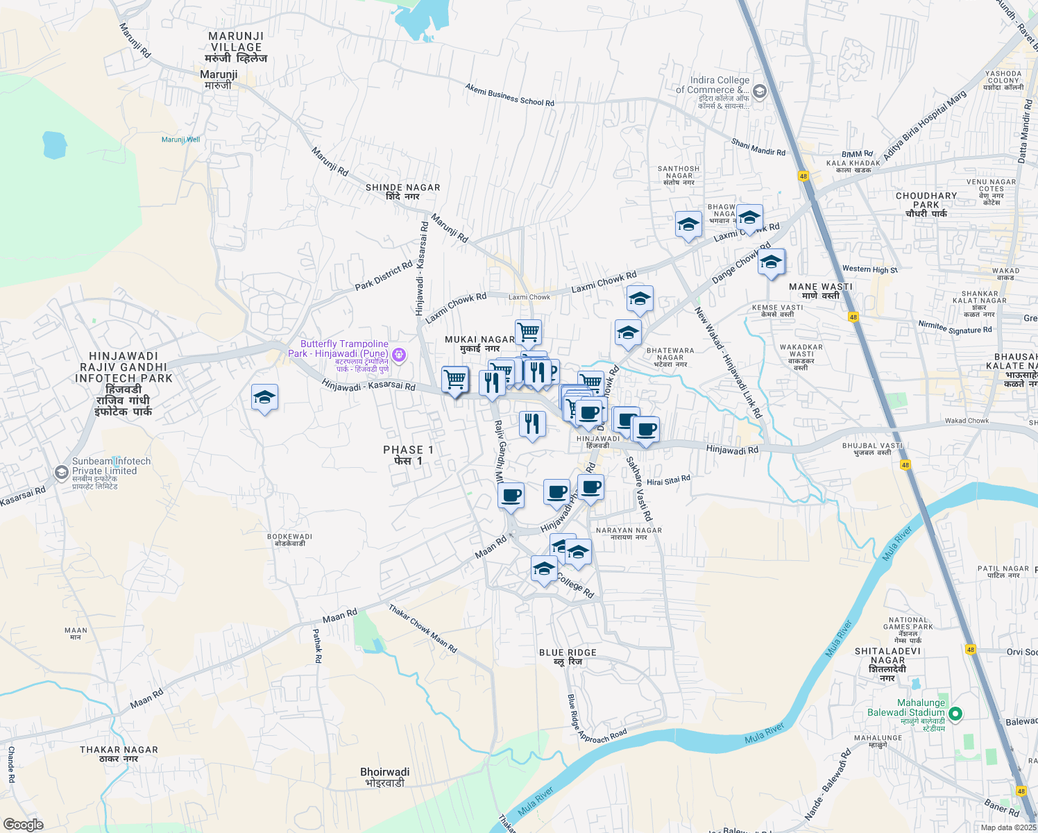map of restaurants, bars, coffee shops, grocery stores, and more near in Pune