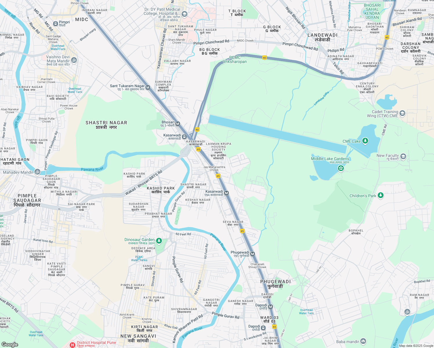 map of restaurants, bars, coffee shops, grocery stores, and more near Mumbai Pune Highway in Pimpri Chinchwad