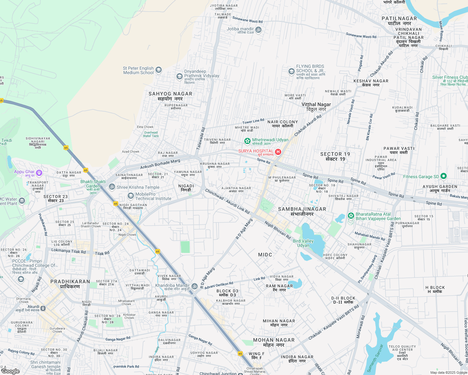 map of restaurants, bars, coffee shops, grocery stores, and more near in Pimpri-Chinchwad