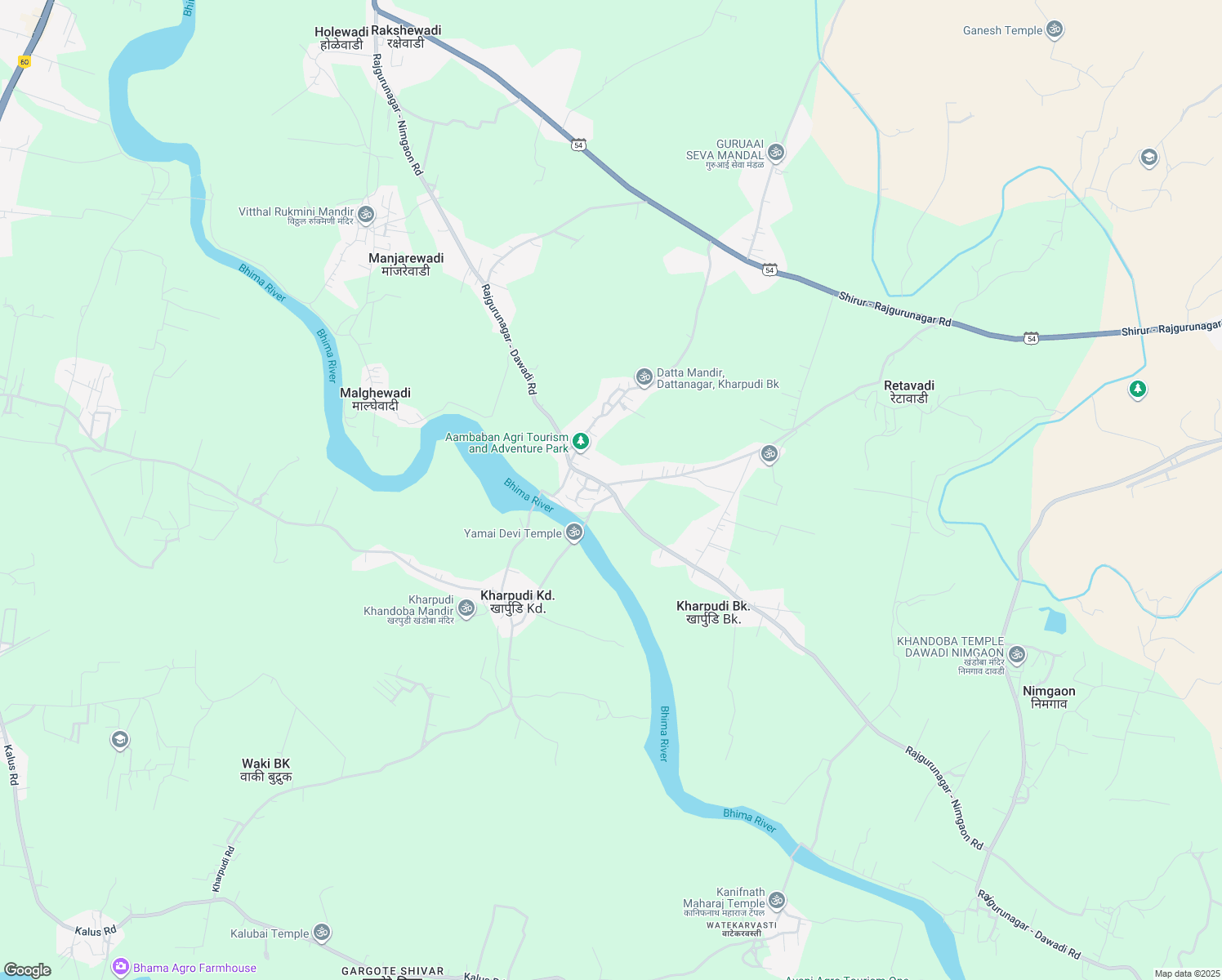 map of restaurants, bars, coffee shops, grocery stores, and more near Rajgurunagar - Nimgaon Road in Pune Division