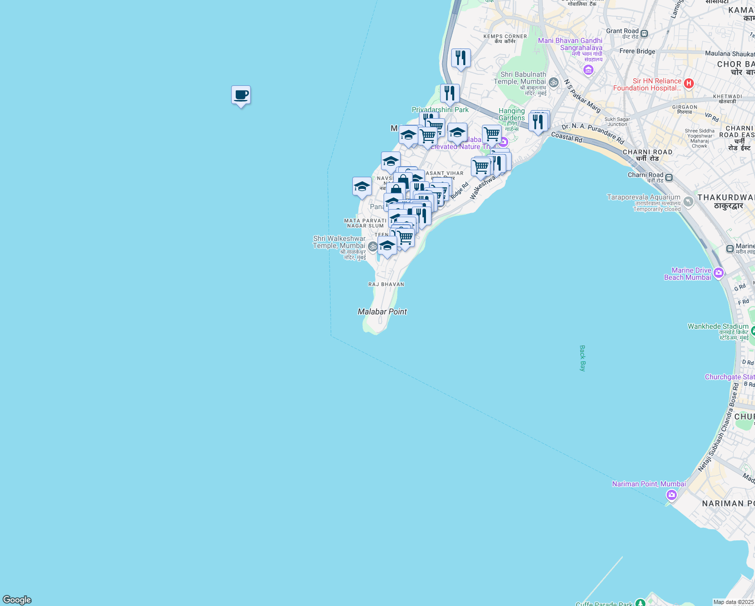 map of restaurants, bars, coffee shops, grocery stores, and more near in Mumbai