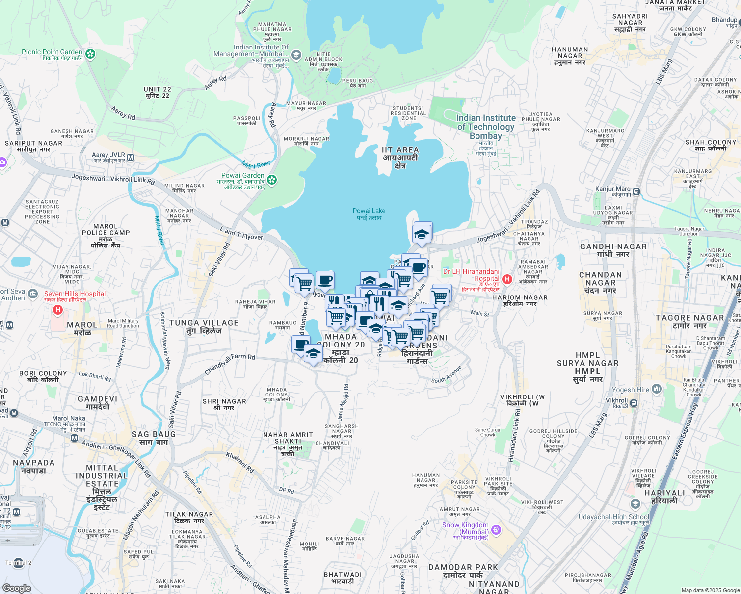 map of restaurants, bars, coffee shops, grocery stores, and more near in Mumbai