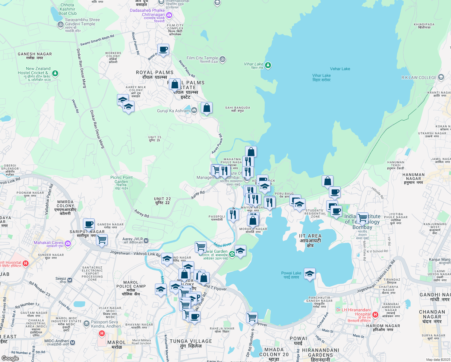 map of restaurants, bars, coffee shops, grocery stores, and more near in Mumbai