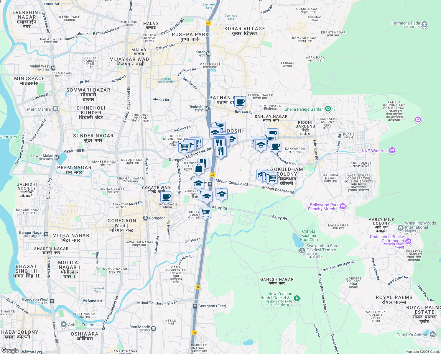 map of restaurants, bars, coffee shops, grocery stores, and more near in Mumbai