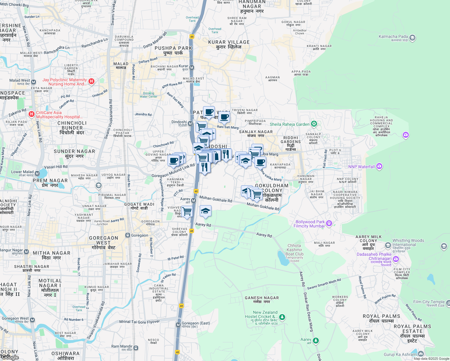 map of restaurants, bars, coffee shops, grocery stores, and more near in मुंबई