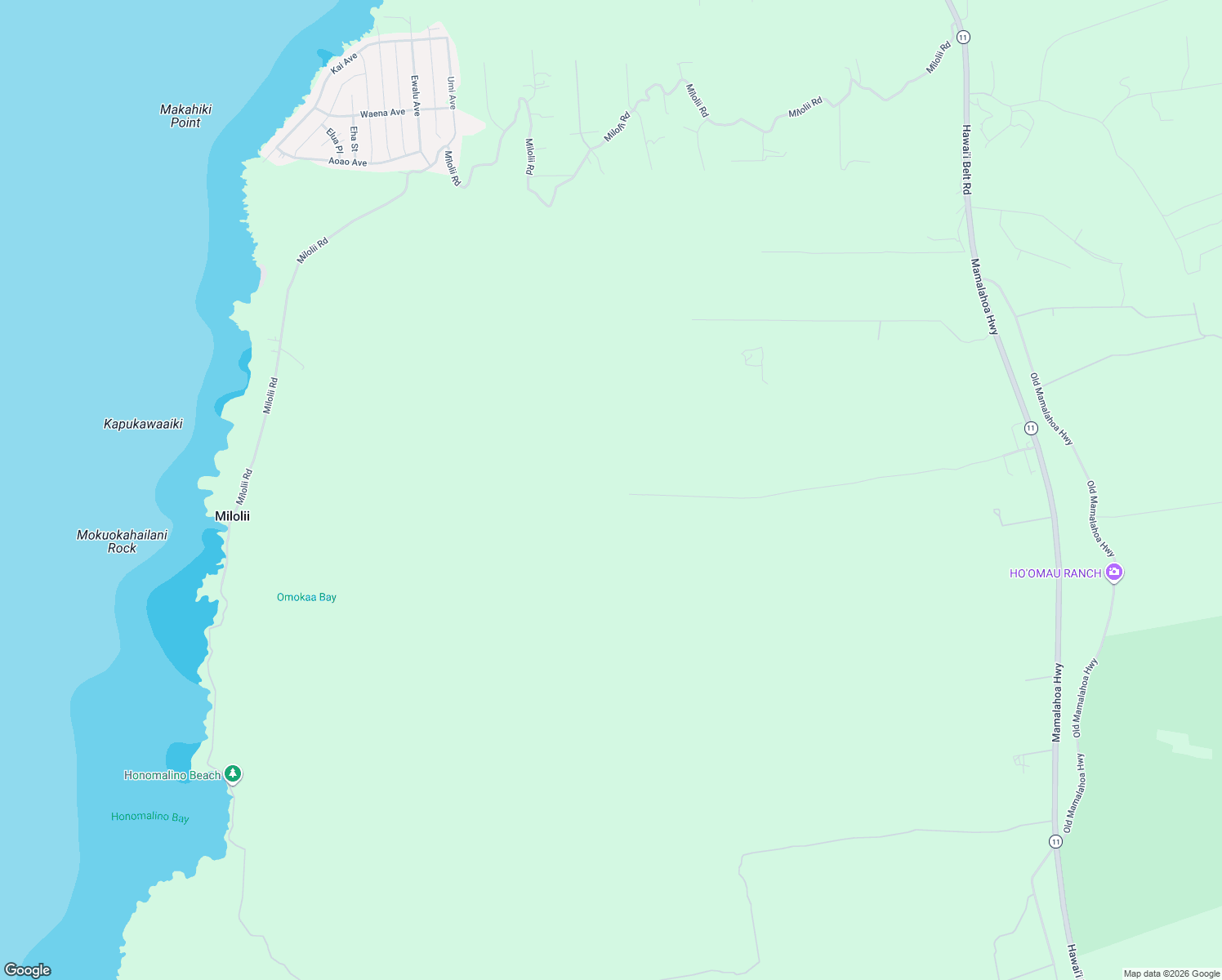map of restaurants, bars, coffee shops, grocery stores, and more near in Milolii