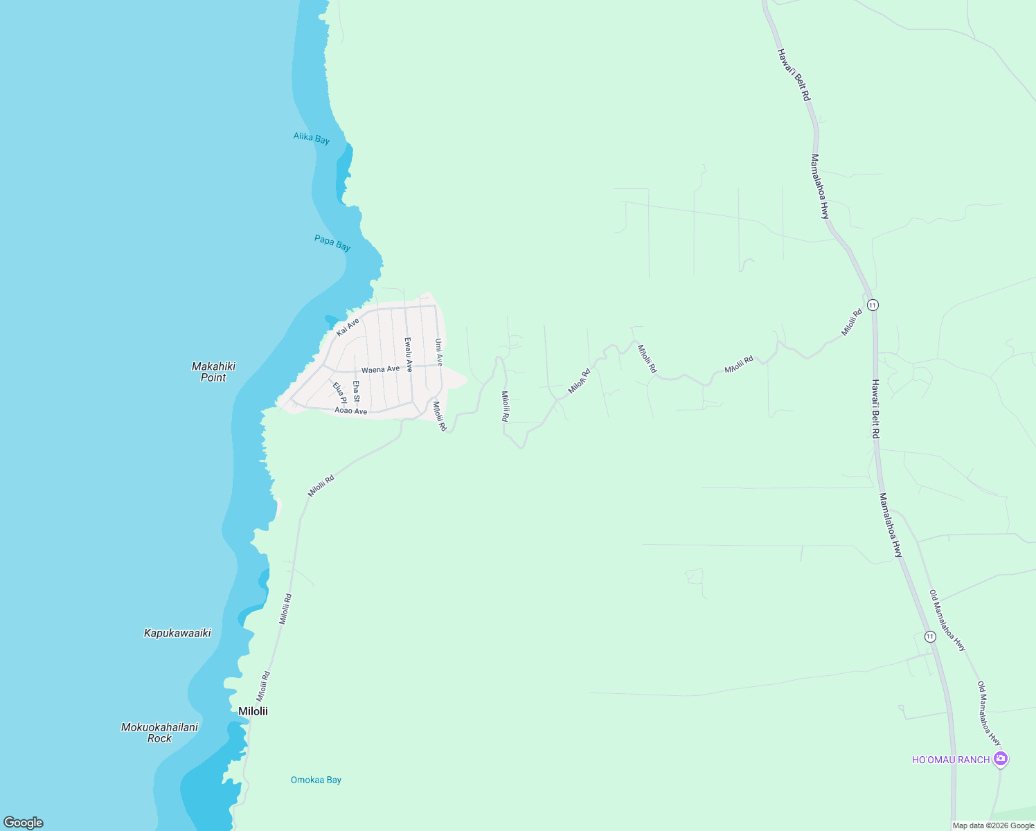 map of restaurants, bars, coffee shops, grocery stores, and more near 88-2117 Milolii Road in Captain Cook