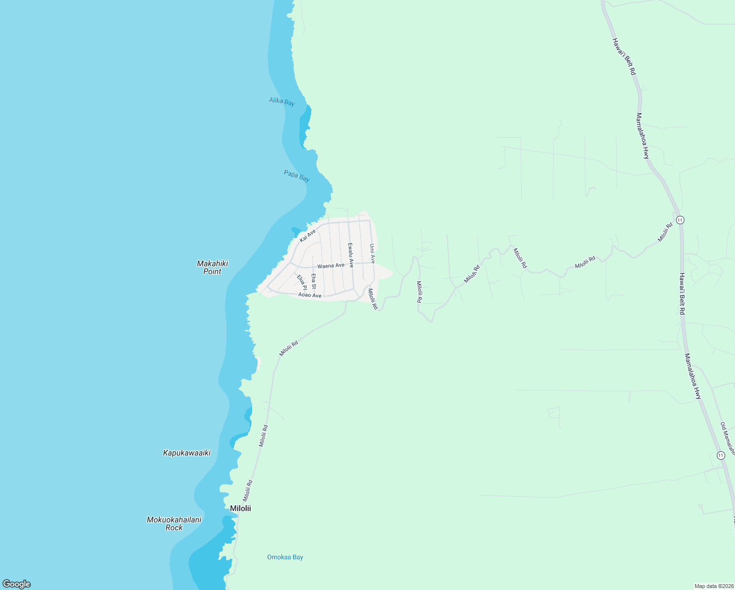 map of restaurants, bars, coffee shops, grocery stores, and more near 88-1965 Milolii Road in Captain Cook