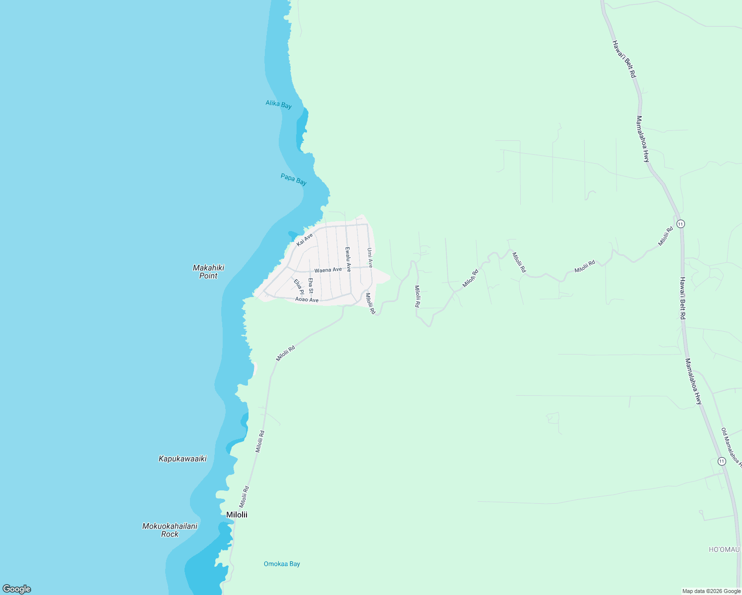 map of restaurants, bars, coffee shops, grocery stores, and more near 88-1965 Milolii Road in Captain Cook