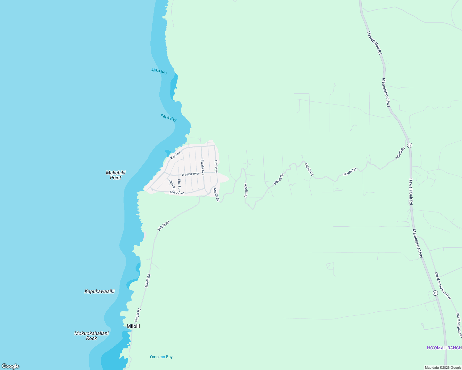 map of restaurants, bars, coffee shops, grocery stores, and more near 88-2031 Milolii Road in Captain Cook