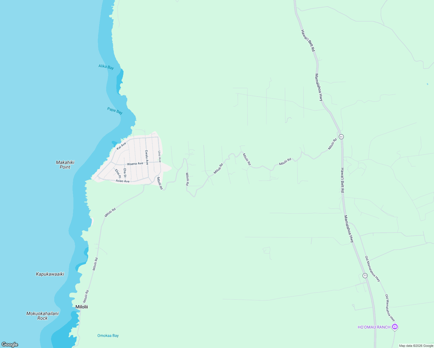 map of restaurants, bars, coffee shops, grocery stores, and more near 88-2238 Milolii Road in Captain Cook