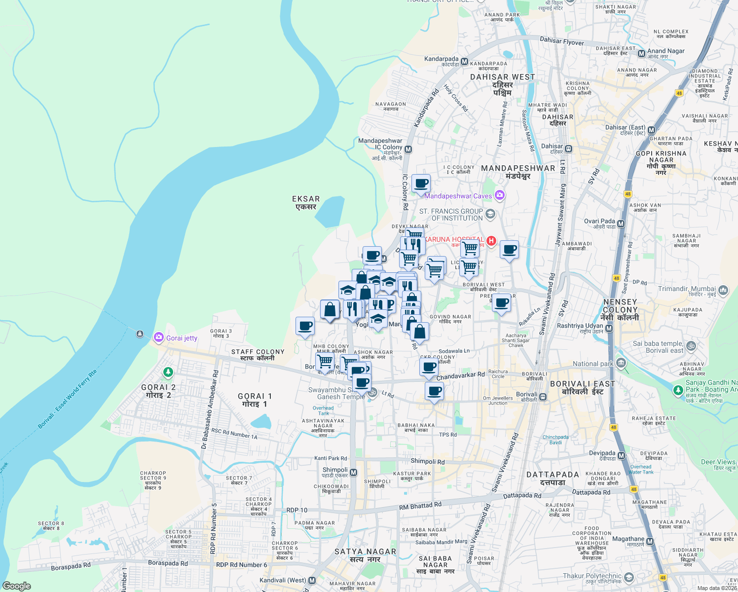 map of restaurants, bars, coffee shops, grocery stores, and more near in मुंबई