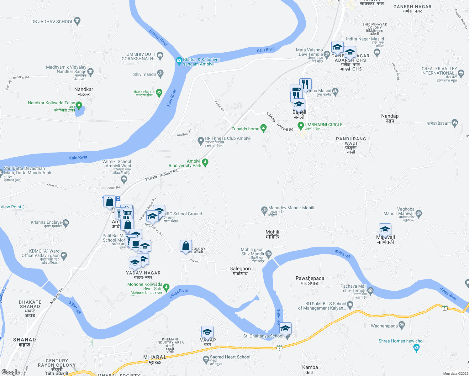 map of restaurants, bars, coffee shops, grocery stores, and more near in Manivali