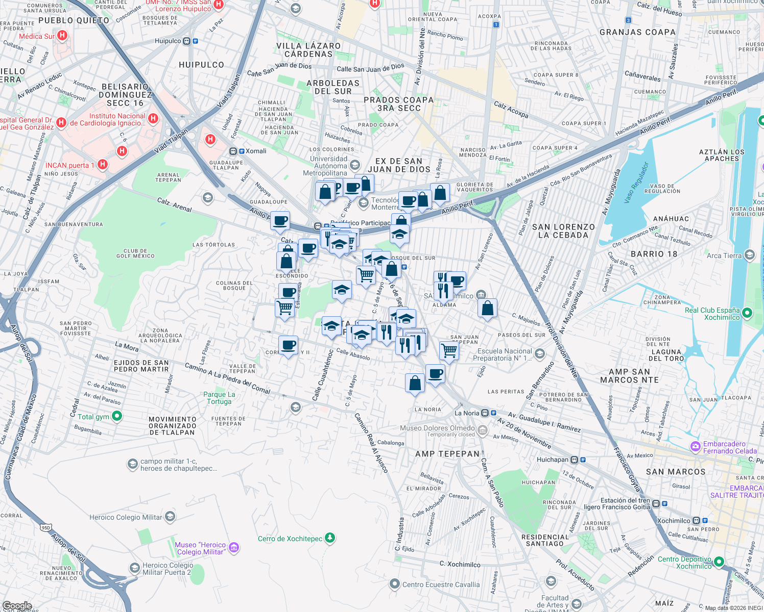 map of restaurants, bars, coffee shops, grocery stores, and more near 34 Ignacio Aldama in Ciudad de México